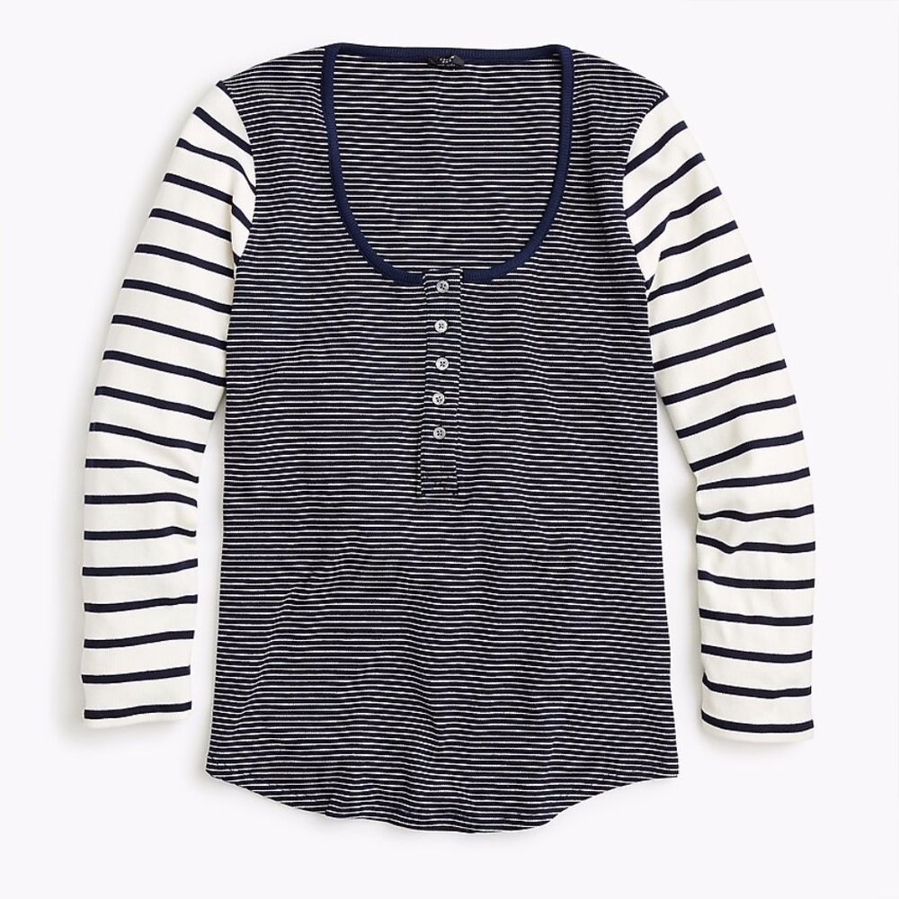 NWT J.Crew Scoopneck Henley Shirt in Mixed Stripes